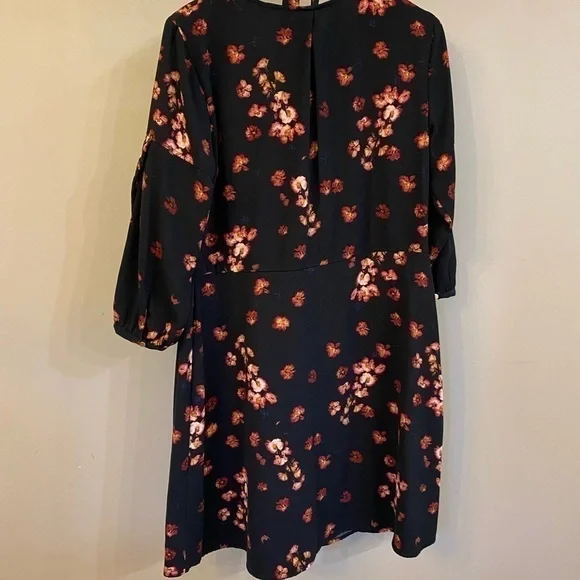 Womens A New Day black dress with pink flowers, medium, fit and flare - Picture 3 of 4